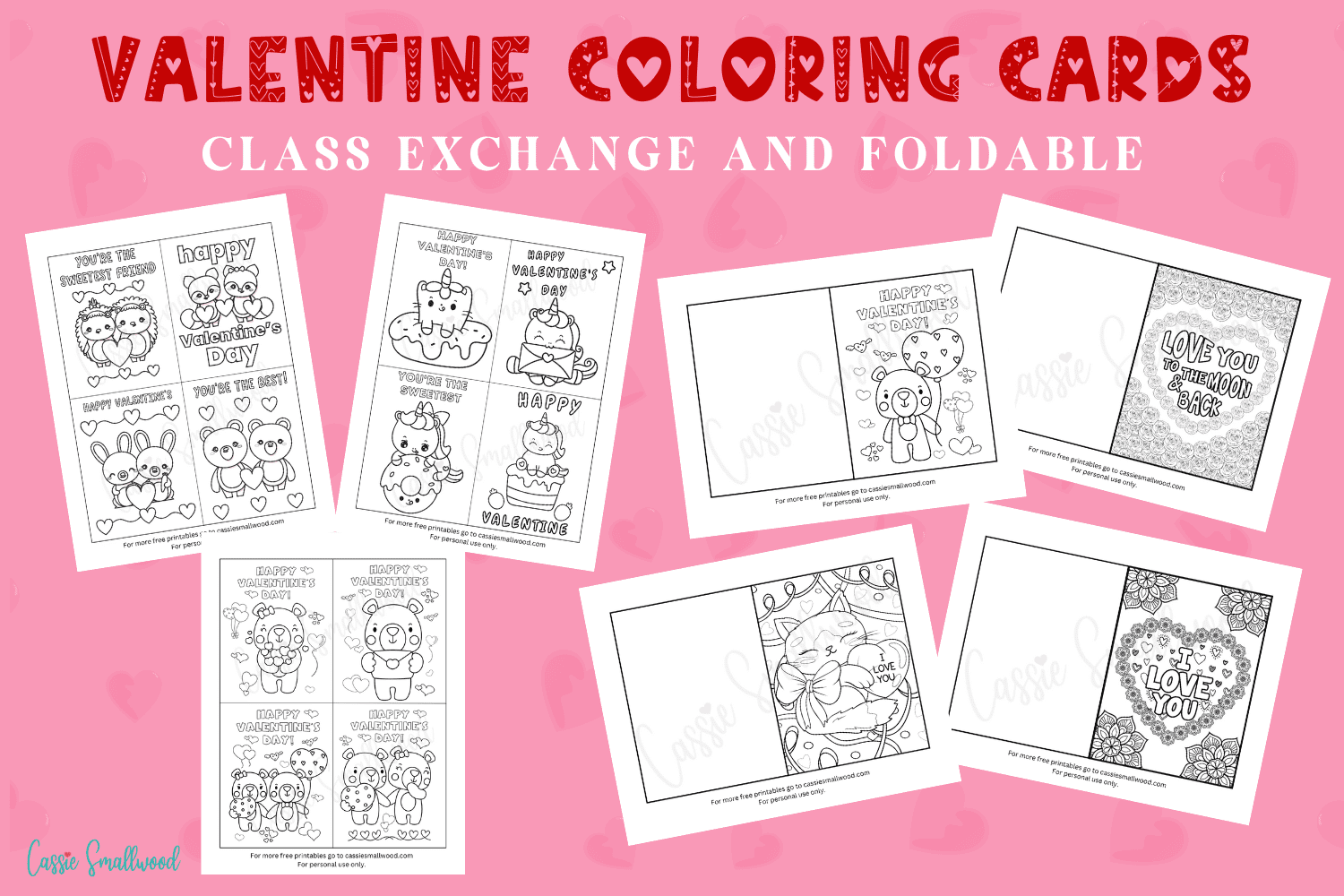 93 cutest printable valentine's day cards to color - cassie smallwood